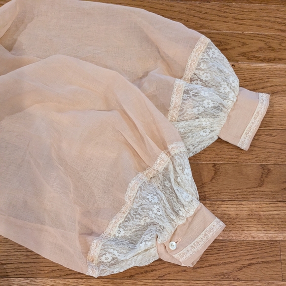 Gunne Sax Peach Dress with Lace Trim - Picture 6 of 16